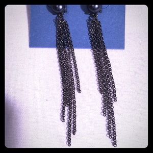 Simply Vera Blue Metal Stud Chain &  Drop Earrings